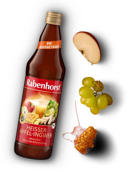 Flasche heißer Apfelsaft mit Ingwer von  Rabenhorst
