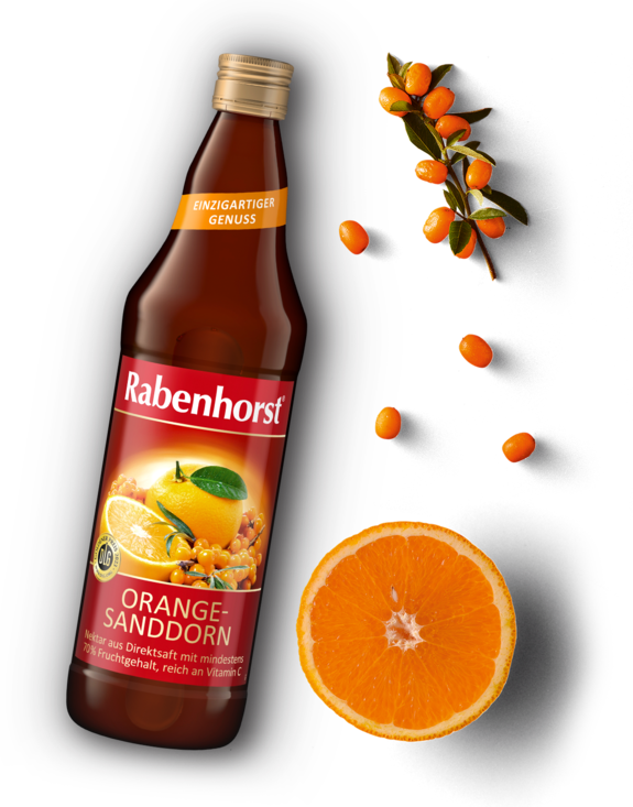 Flasche Orangen-Sanddornnektar von Rabenhorst