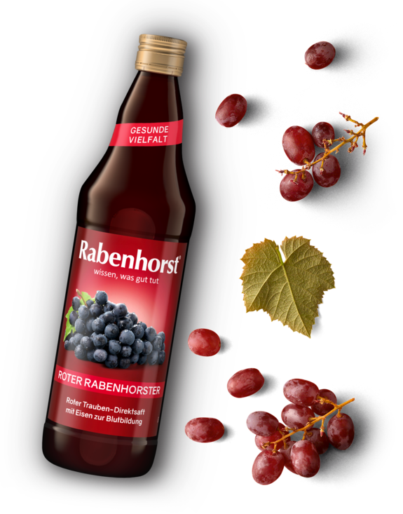 Flasche roter Rabenhorster aus rotem Traubensaft mit Eisen von Rabenhorst
