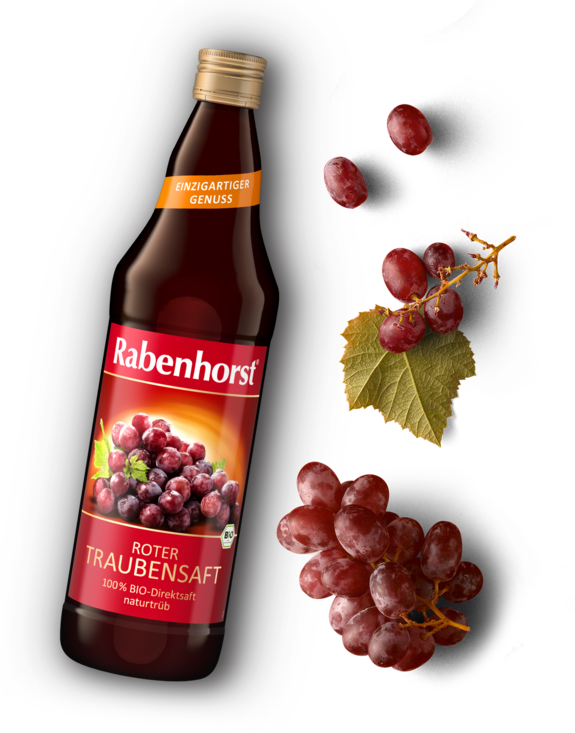 Flasche naturtrüber roter Traubensaft von Rabenhorst