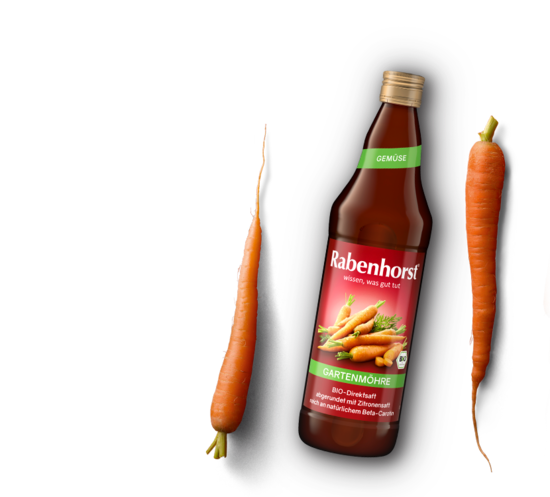 Flasche Karottensaft der Gartenmöhre von Rabenhorst